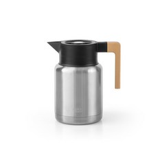 Glasslock 木柄304不鏽鋼保溫水壺, 1.3L, 銀