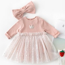 JOY MULTI 皇冠羅紋連身裙+髮帶