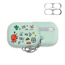 TRYCOZY AirPods Pro 耳機硬殼 第5季 + 防鐵粉貼紙, 單一商品, 角色圖標 森林, 1個