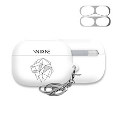 트라이코지 시즌1 에어팟 프로 하드케이스 + 철가루 방지스티커, 03 라인애니멀 사자 옆면, 1개