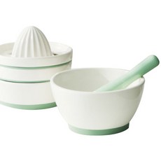 Blue Mama Porcelain 嬰兒食品電飯煲刨絲器 + 榨汁機 + 碟子 + 砂漿 + 蝙蝠套裝 5 個 + 食譜手冊, 薄荷綠