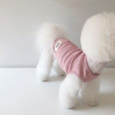 MAGDOG 狗狗Loopy條紋無袖T恤, 紅色