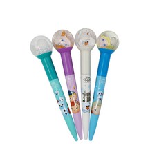 韓國 hM PLUS 迪士尼 Tsum Tsum 冰雪奇緣 閃閃發光 水晶球發光筆 4件組, 雪寶 + 艾莎 + 安娜 + 雪, 1套