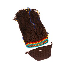 GODSHOP 假長髮雷鬼毛線帽組, 棕色, 1組