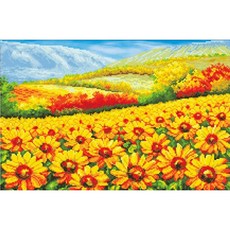 JoyJasu 11CT 印花十字繡套組 170601 黃金向日葵風景, 1套, 混合色