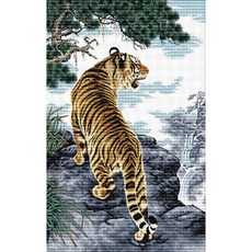 JoyJasu 11CT 印花十字繡套組 91003 勇猛老虎, 1套, 混合色