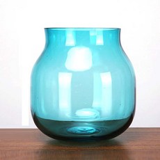 現代圓形彩色玻璃花瓶, 藍色