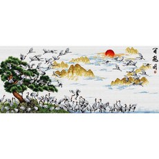 Joy十字繡 11針十字繡 印花包組 80301 百鶴圖, 1套, 混色