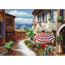 JoyJasu 11CT 十字繡印花套組 90404 the sunshine street, 1套, 混合色