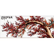 JoyJasu 11CT 十字繡印花材料包套組 71101 梅花圖, 1套, 混合色