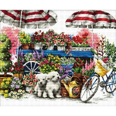 JoyJasu 11CT 十字繡印花套組 90810 flower shop, 1套, 混色