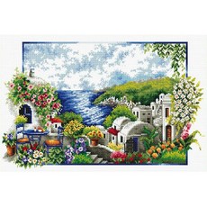 JoyJasu 11CT 十字繡印花套組 90805 希臘聖托里尼, 1套, 混合色