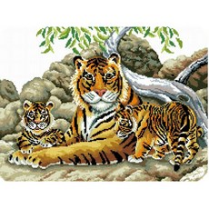 JoyJasu 11格 十字繡印花套組 31005 東方老虎, 1套, 混色