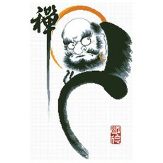 JoyJasu 11CT 印花十字繡材料包套組 50901 達摩圖2, 1套, 混色