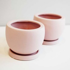 Garden in the City 現代半球陶瓷花盆 2件組, 粉紅色