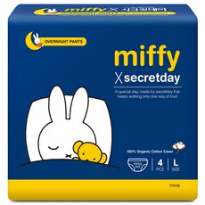 시크릿데이 미피 유기농 순면 입는 오버나이트, 대형, 4개입, 1개