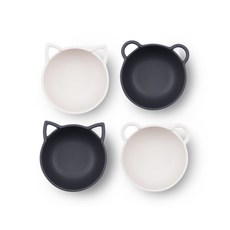 NIneware 動物迷你碗4件組, 象牙白 + 深灰色, 1套