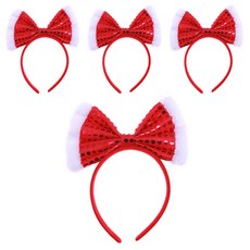 亮片蝴蝶結髮箍, 紅白, 4個