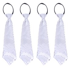 Party09 長款亮片領帶, 銀色, 4個