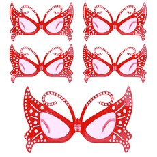 Party09 蝴蝶水鑽眼鏡, 紅色, 5個