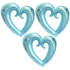 LivingDA 超大型鏤空愛心鋁箔氣球, 藍色, 3個