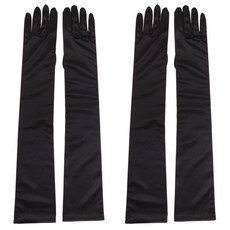 LivingDA 白色緞面長手套 55cm, 黑色的, 2套
