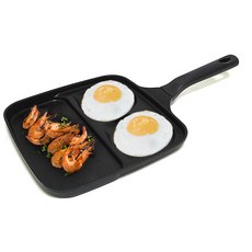 키친아트 인덕션 사각3구 브런치 에그팬, 27cm, 1개