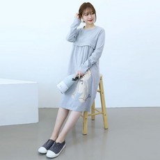 長袖縫線熊哺乳洋裝 T807