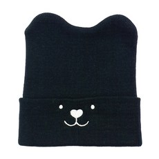 Woojooi 孩童小熊圖案刺繡毛帽