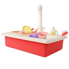 happy play 幼兒過家家廚房玩具套裝自動水槽, 粉色的