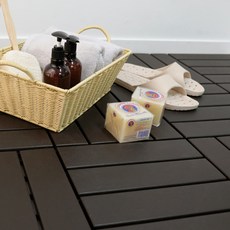DIY防水拼接地板 9入+止滑墊 36入, 深棕色, 1套
