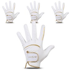 kaxiyagolf Golden Label男款優質高爾夫手套 左手用 4個組, 白色 + 金色