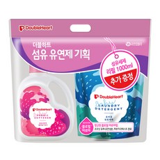 더블하트 유아용 섬유유연제 본품 플로럴 아로마향 1.2L + 유아세제 리필 1L 세트, 1세트