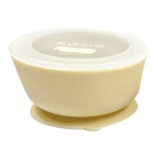 Blue Mama 矽膠吸盤碗(附蓋子), 奶油黃, 300ml, 1組