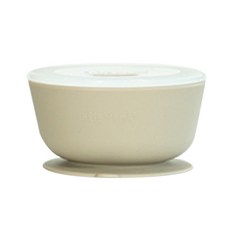 BLUE MAMA 副食品矽膠含蓋吸盤碗, 米色, 300ml, 1組