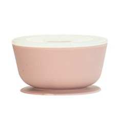 BLUE MAMA 副食品矽膠含蓋吸盤碗, 粉色, 300ml, 1組