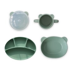 블루마마 실리콘 유아 흡착식판 4종세트, 민트, 흡착식판 + 곰돌이볼 + 곰돌이컵 + 플레이트, 1개