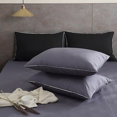 아임리빙 AG 프리미엄 중량 업 블랙라인 호텔용 마이크로 다운필 베개솜 2p + 베개커버 2p 세트, 차콜, 1세트