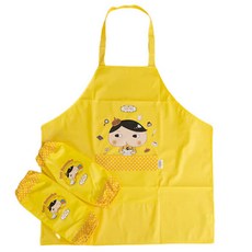 Mirae N Iseum 屁屁偵探角色美術圍裙+袖套組, 黃色