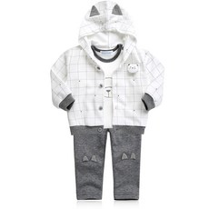 GREEN BEBE 兒童方形木質連帽毛衣3件套