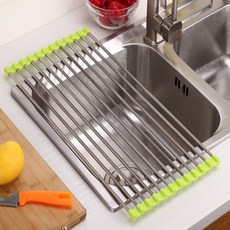 Blue貿易 水槽捲式瀝水架 12捲 1入, 綠色