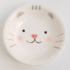 모이내츄럴 어린이 원형 접시 M, 고양이, 1개