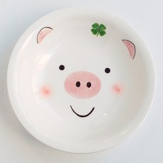 모이내츄럴 어린이 원형 접시 M, 돼지, 1개