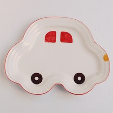 모이내츄럴 자동차 어린이접시, 레드, 1개