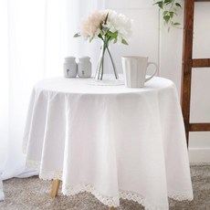 CASA VERDE 達芙妮亞麻圓桌布, 白色, 直徑110cm