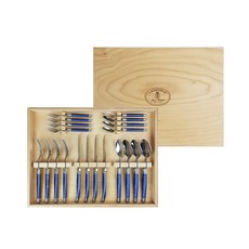 장듀보 우드박스 커틀러리 4인조 세트, 다크 블루, 디너 스푼 4p + 나이프 4p + 포크 4p + 커피스푼 4p + 케익포크 4p + 우드박스, 20개