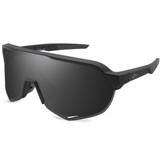 FANTON 運動太陽眼鏡 CRSG39 + 眼鏡盒 + 鏡片清潔劑, 鏡框(霧面黑), 鏡片(煙灰色), 眼鏡盒(隨機出貨)