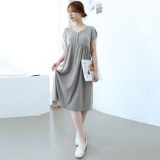 孕婦寬鬆排扣短袖連身裙 T815