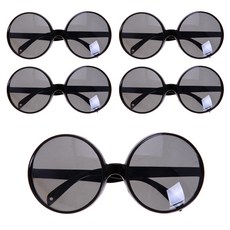 派對道具 圓形眼鏡, 黑色, 5個