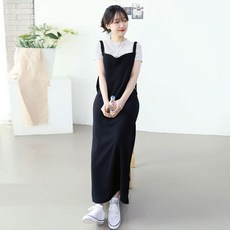 마더라이크 끈 멜빵 임산부 롱 원피스 T809